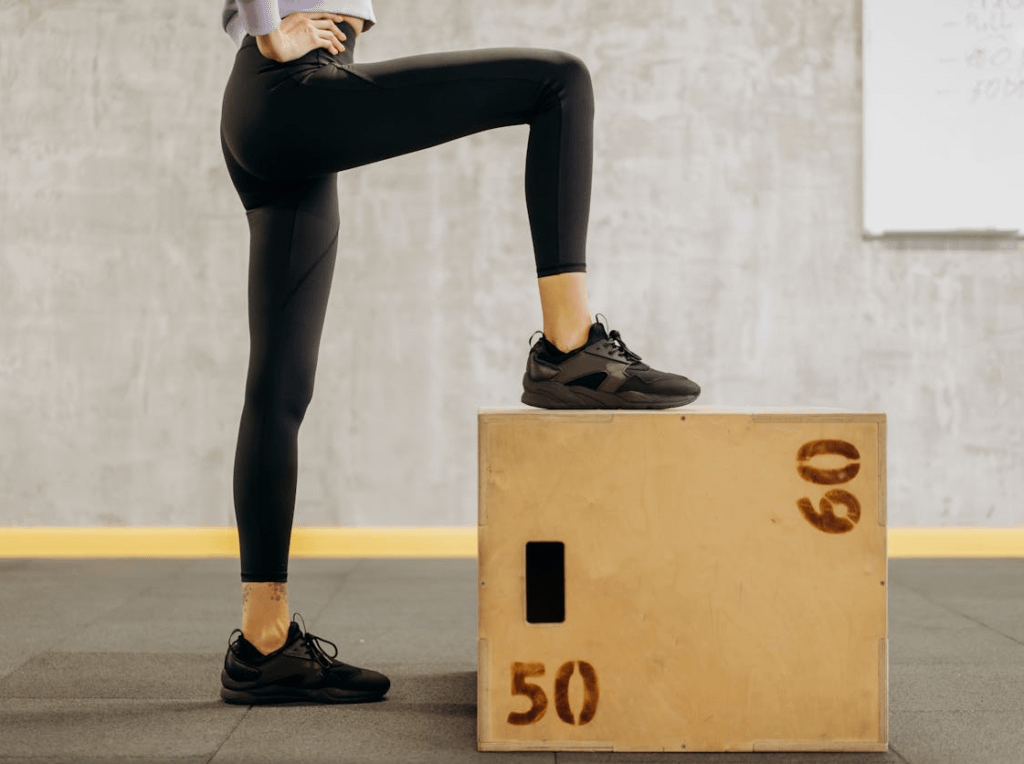 Get Strong, Stay Strong: Senior Workouts Without Equipment 7 image a a girl's lower body doing step ups